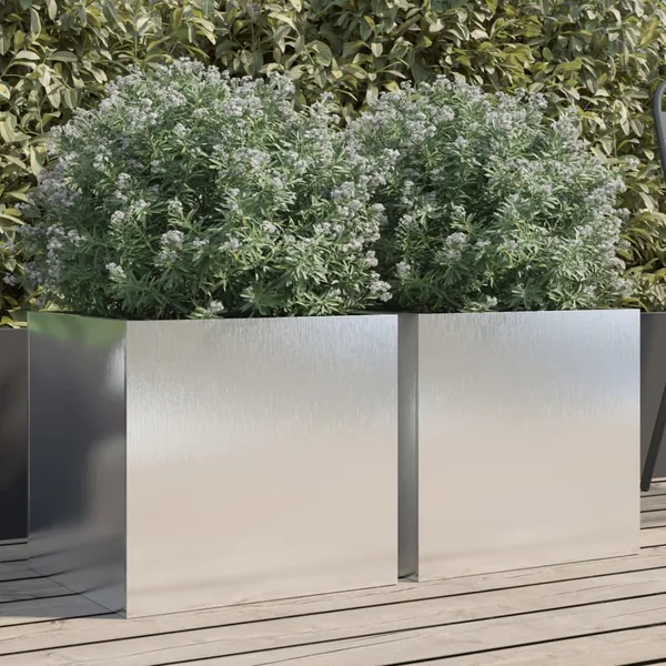 Jardinières 2 pcs argenté 42x40x39 cm acier inoxydable