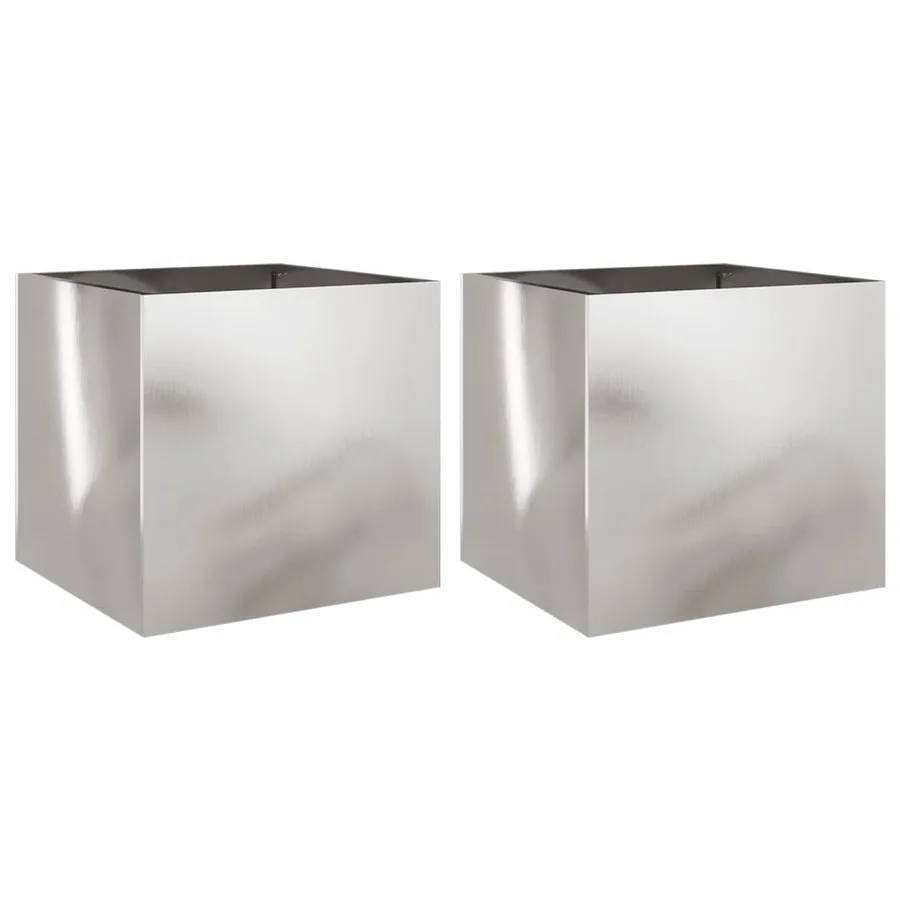 Jardinières 2 pcs argenté 42x40x39 cm acier inoxydable - 2