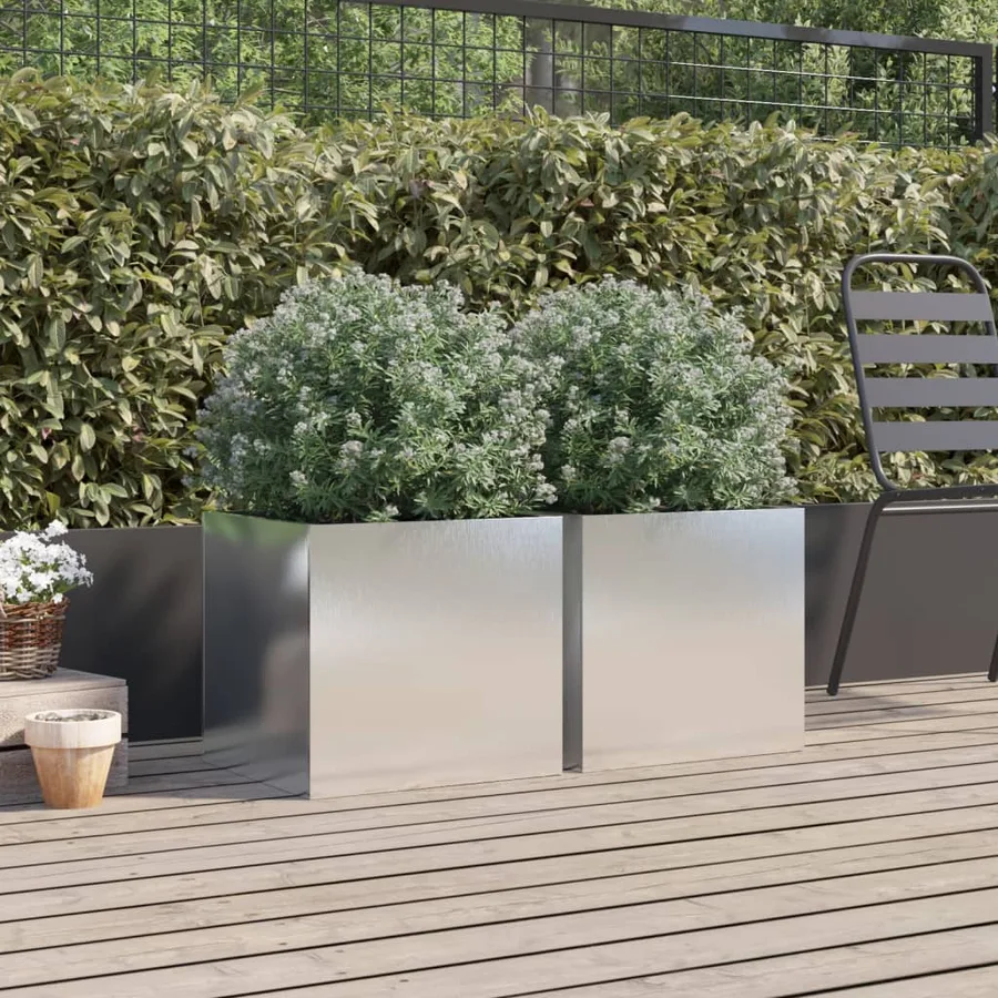 Jardinières 2 pcs argenté 42x40x39 cm acier inoxydable - 3