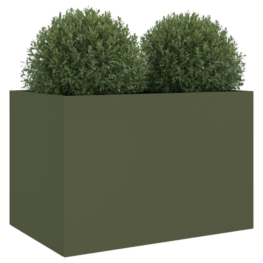 Jardinière vert olive 62x47x46 cm acier - 4