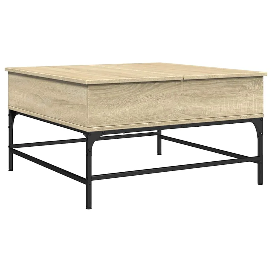 Table basse chêne sonoma 80x80x45 cm bois d'ingénierie et métal - 2