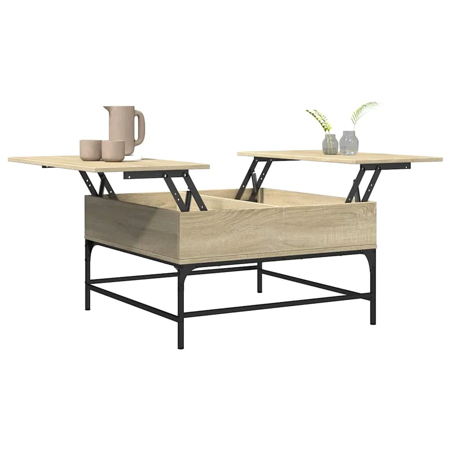Table basse chêne sonoma 80x80x45 cm bois d'ingénierie et métal - 4