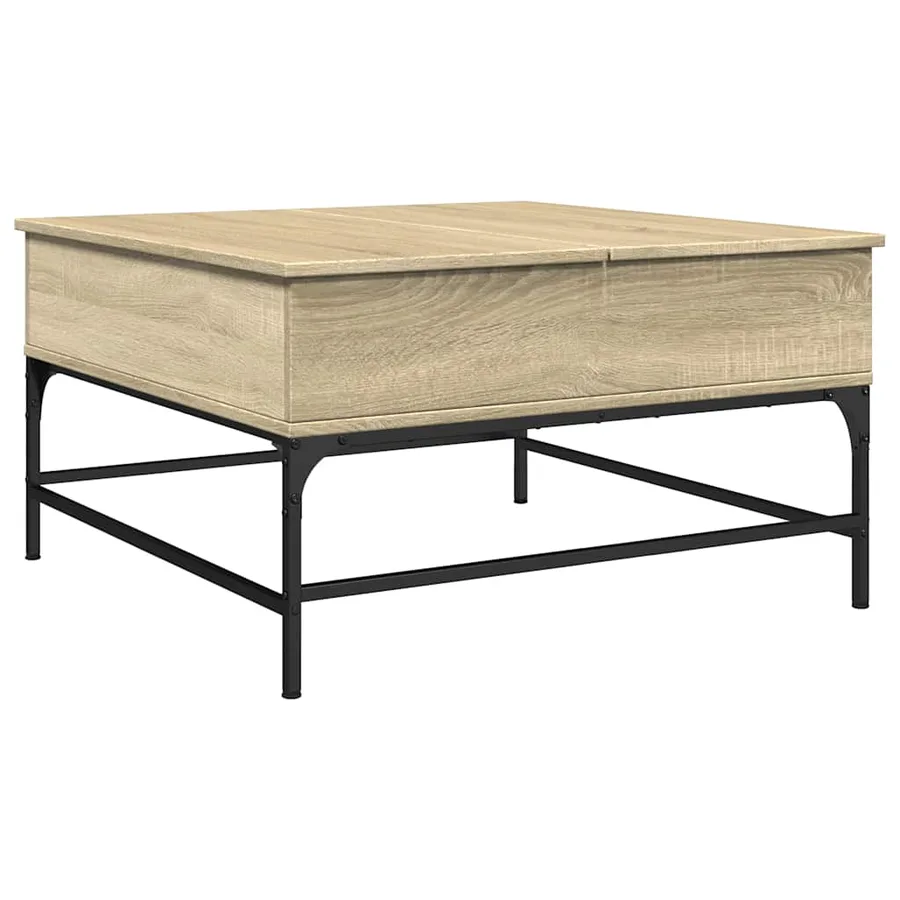 Table basse chêne sonoma 80x80x45 cm bois d'ingénierie et métal - 7