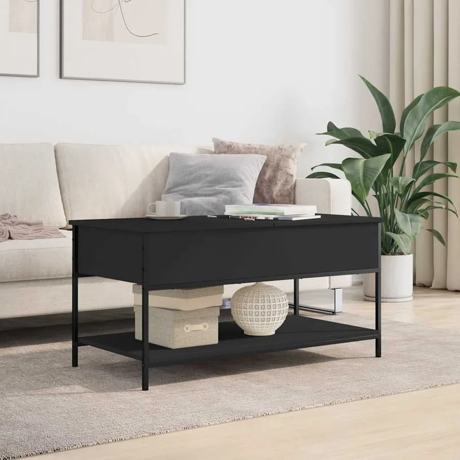 Table basse noir 100x50x50 cm bois d'ingénierie et métal - 3