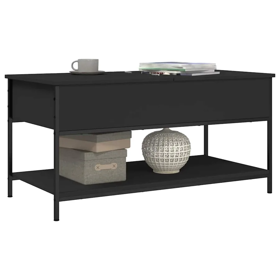 Table basse noir 100x50x50 cm bois d'ingénierie et métal - 4