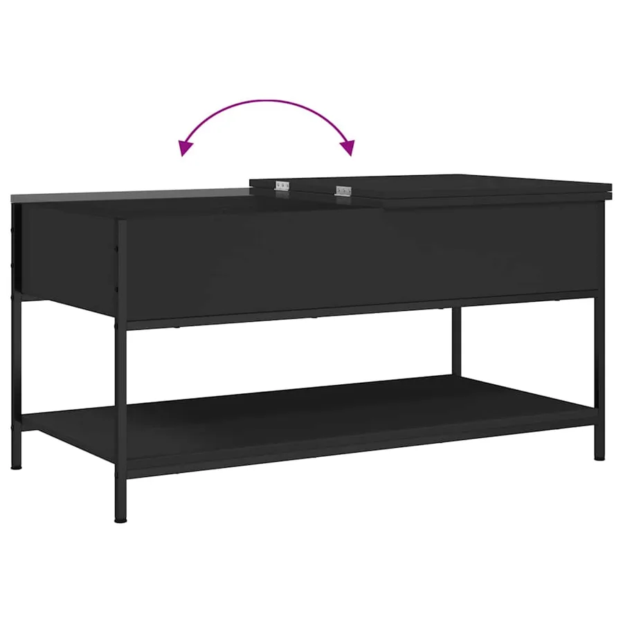 Table basse noir 100x50x50 cm bois d'ingénierie et métal - 8