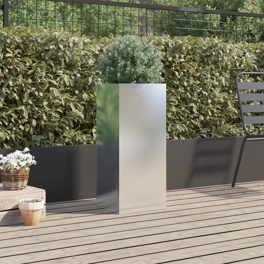 Jardinière argenté 32x29x75 cm acier inoxydable - 3