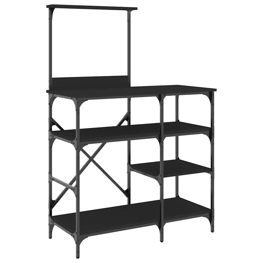 Support de boulanger noir 90x40x132 cm bois ingénierie et métal - 2