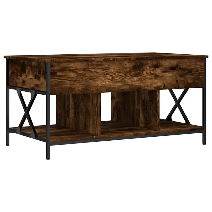Table basse chêne fumé 100x55x50 cm bois d'ingénierie et métal - 2