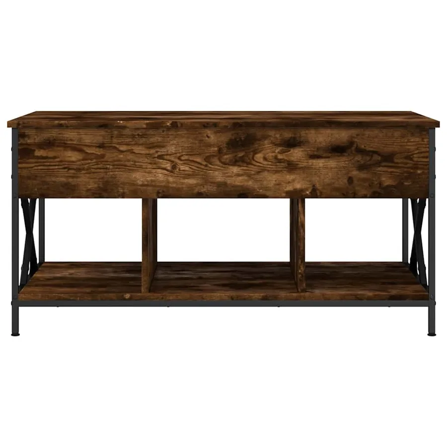 Table basse chêne fumé 100x55x50 cm bois d'ingénierie et métal - 5