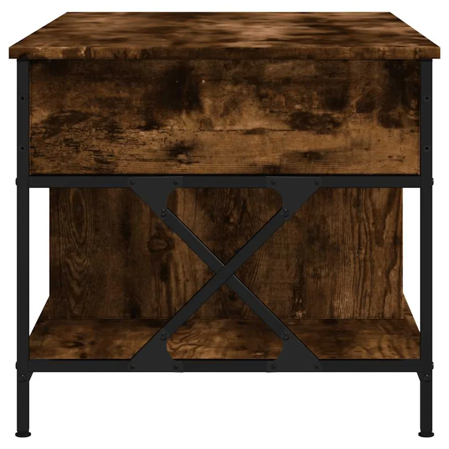 Table basse chêne fumé 100x55x50 cm bois d'ingénierie et métal - 6