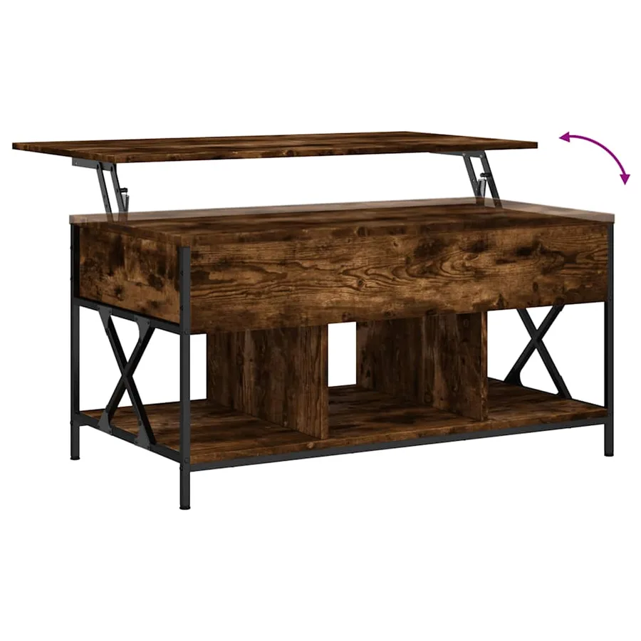 Table basse chêne fumé 100x55x50 cm bois d'ingénierie et métal - 8