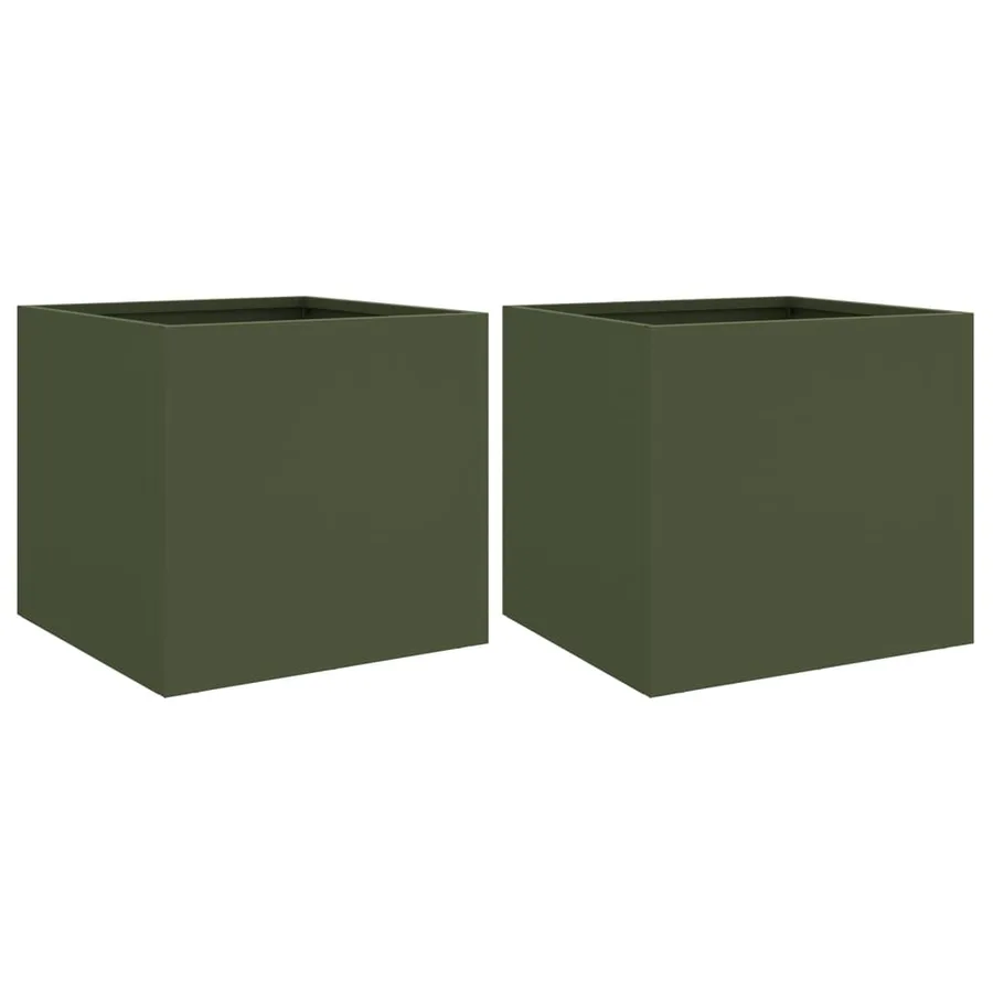 Jardinières 2 pcs vert olive 32x30x29 cm acier - 2