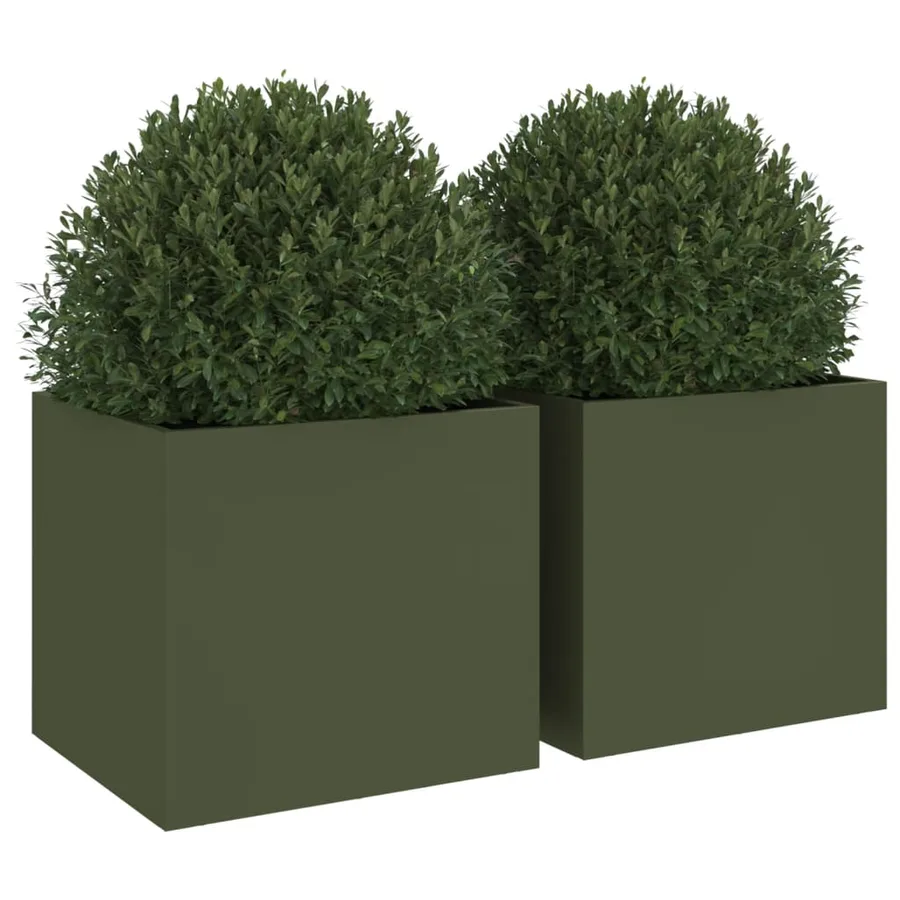 Jardinières 2 pcs vert olive 32x30x29 cm acier - 4