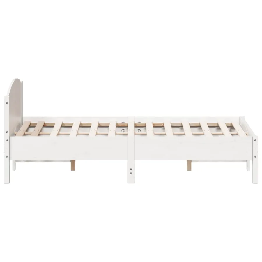Cadre de lit sans matelas blanc 135x190 cm bois de pin massif - 5