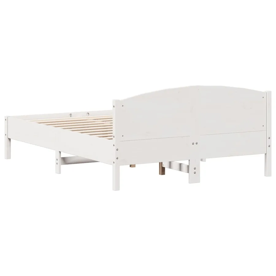 Cadre de lit sans matelas blanc 135x190 cm bois de pin massif - 6