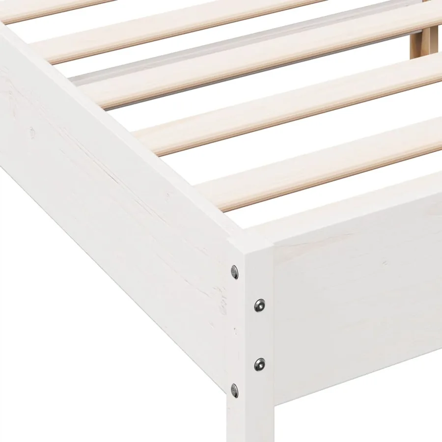 Cadre de lit sans matelas blanc 135x190 cm bois de pin massif - 7