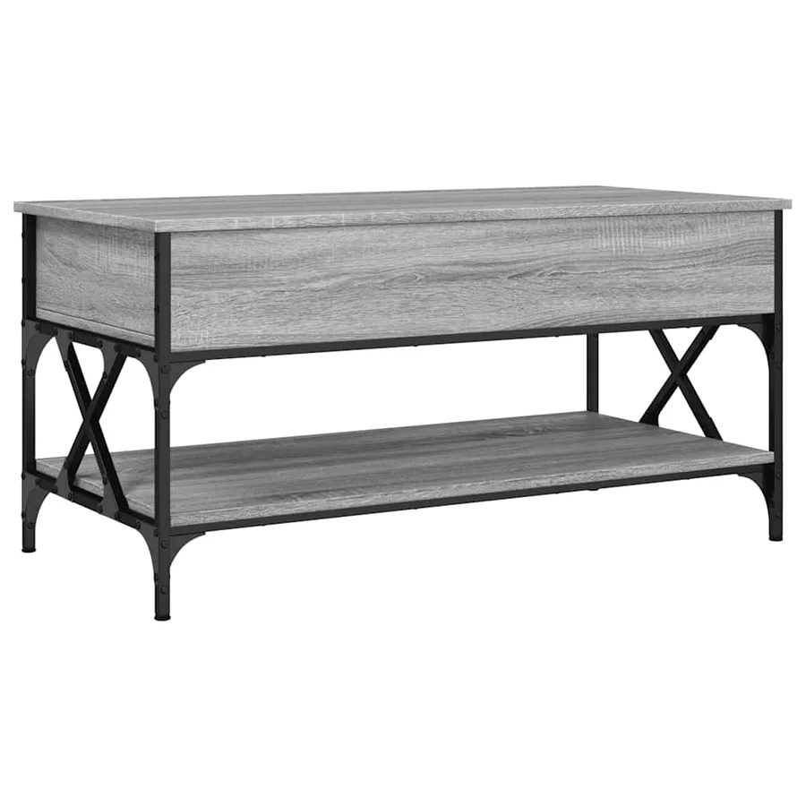 Table basse sonoma gris 100x50x50 cm bois d'ingénierie et métal - 2