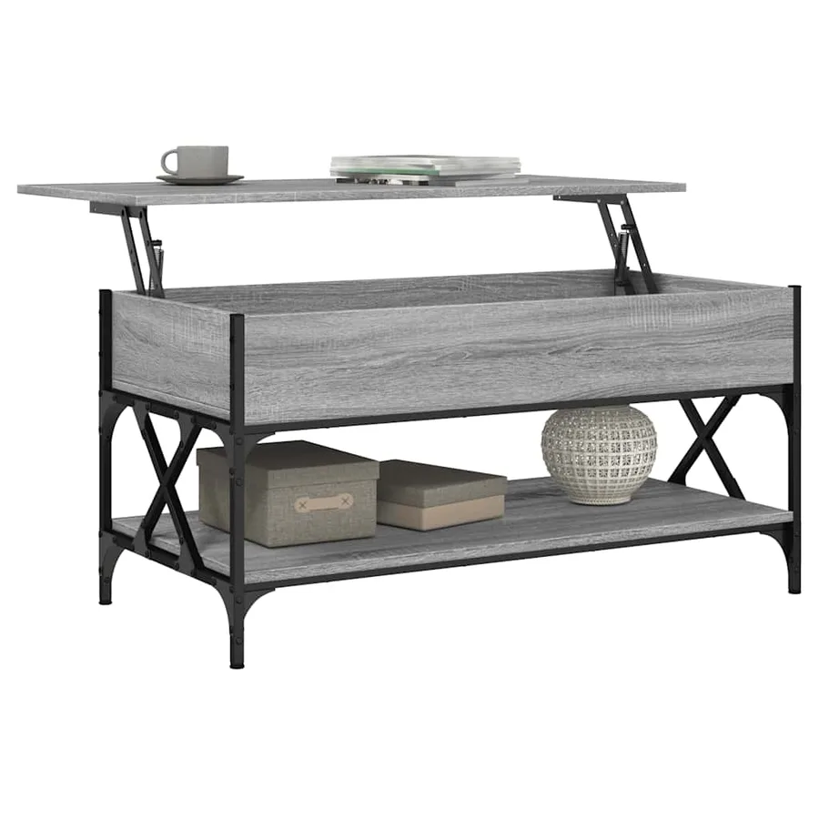 Table basse sonoma gris 100x50x50 cm bois d'ingénierie et métal - 4