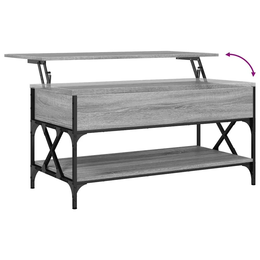 Table basse sonoma gris 100x50x50 cm bois d'ingénierie et métal - 8