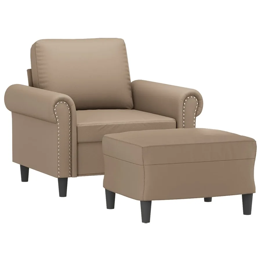 Fauteuil avec repose-pied Cappuccino 60 cm Similicuir - 3