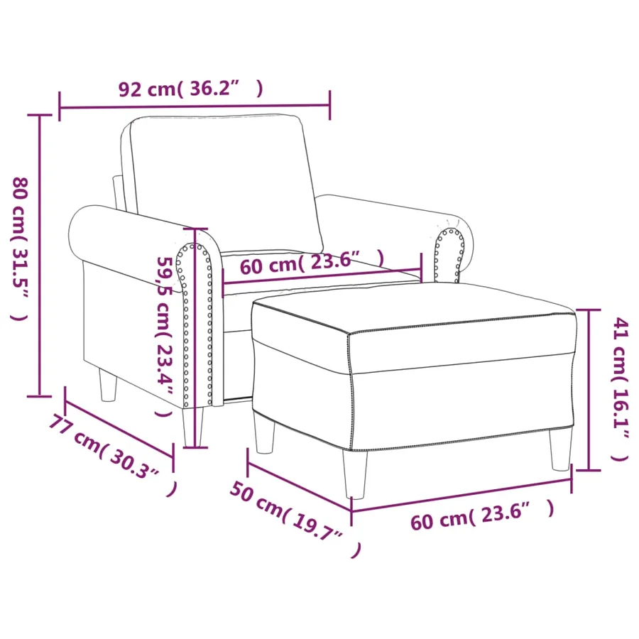 Fauteuil avec repose-pied Cappuccino 60 cm Similicuir - 7