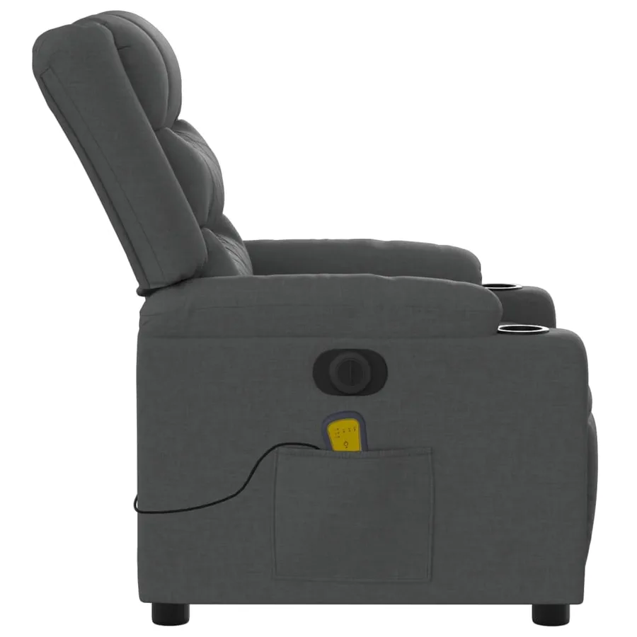 Fauteuil inclinable de massage électrique gris foncé tissu - 10