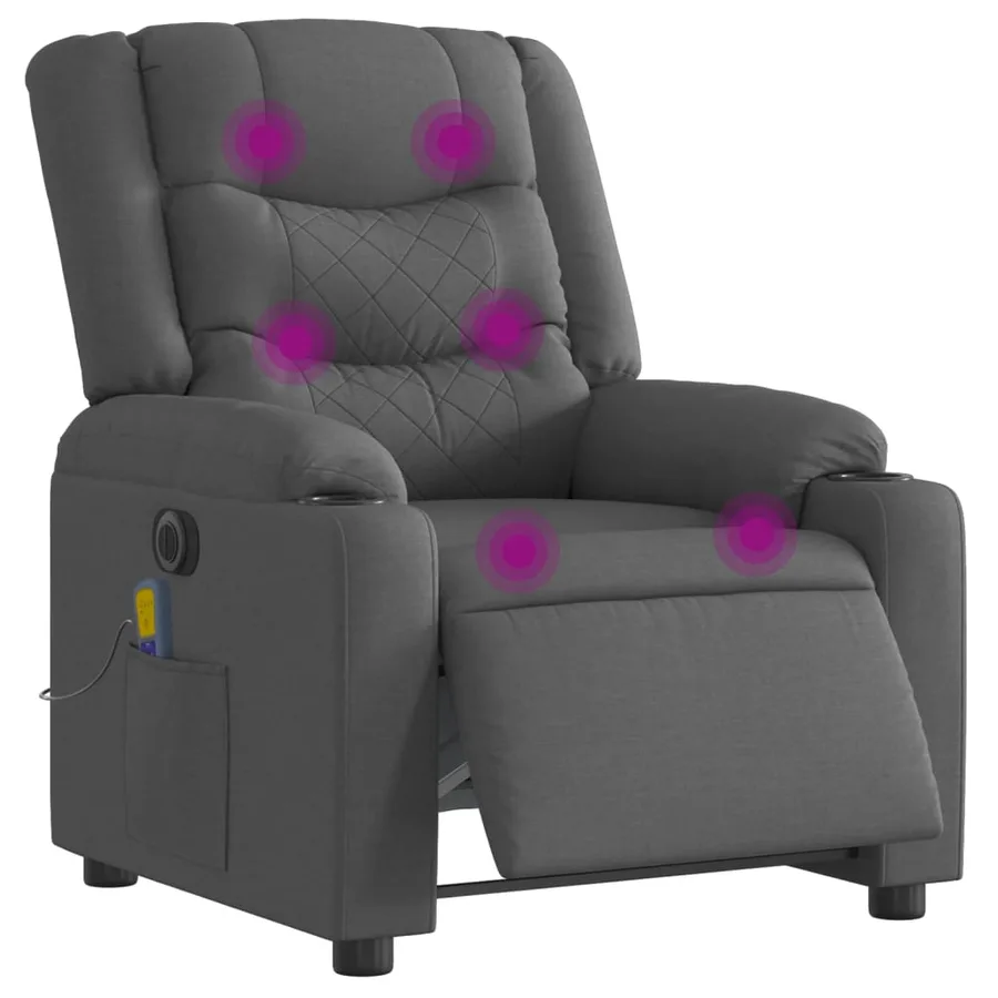 Fauteuil inclinable de massage électrique gris foncé tissu - 3