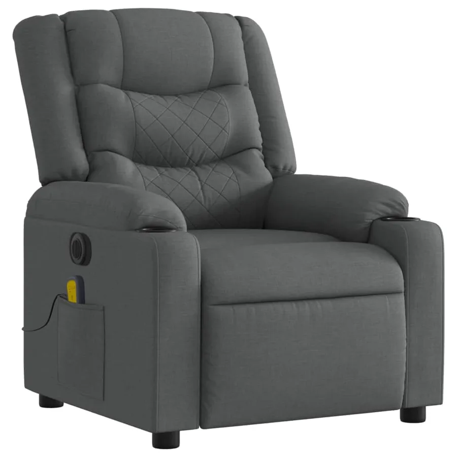 Fauteuil inclinable de massage électrique gris foncé tissu - 4