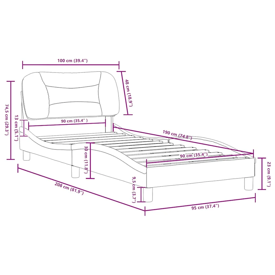 Cadre de lit sans matelas Hvar bleu 90x190 cm tissu - 12