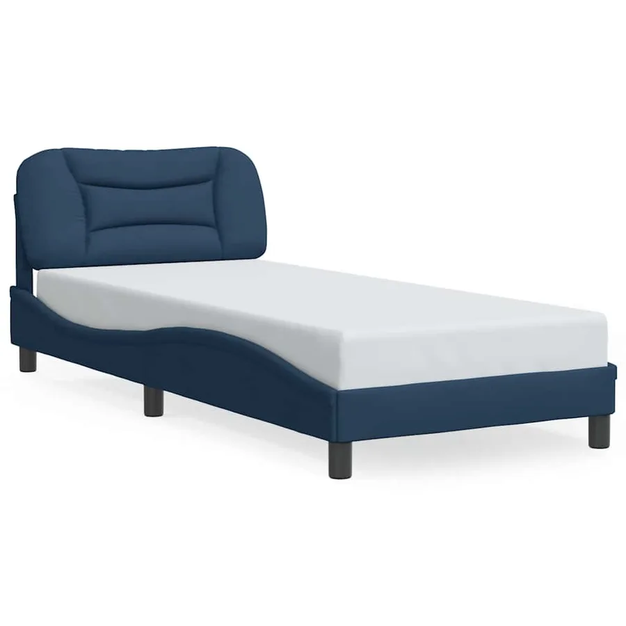 Cadre de lit sans matelas Hvar bleu 90x190 cm tissu - 2