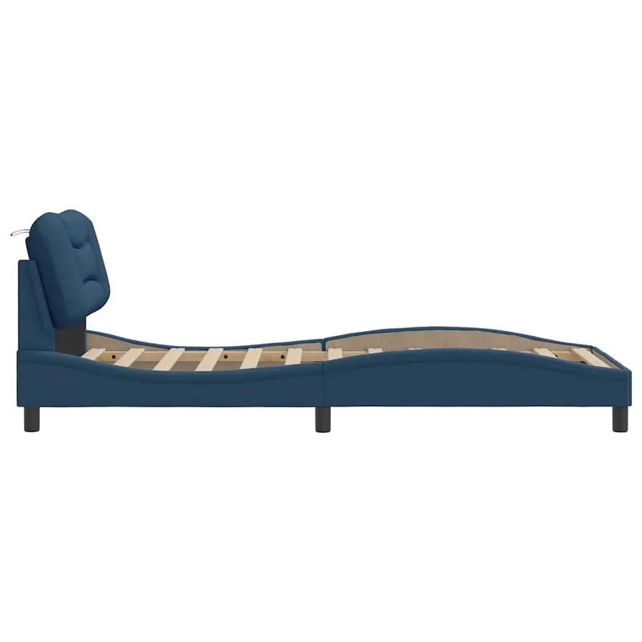 Cadre de lit sans matelas Hvar bleu 90x190 cm tissu - 5
