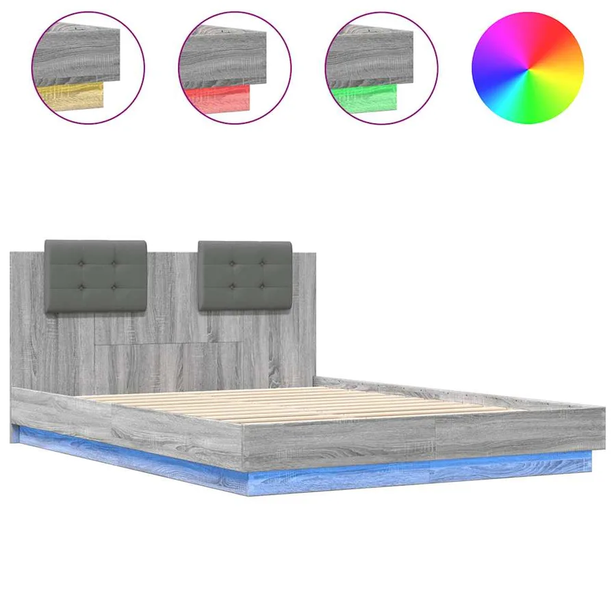 Cadre de lit avec LED sans matelas sonoma gris 150x200 cm - 2