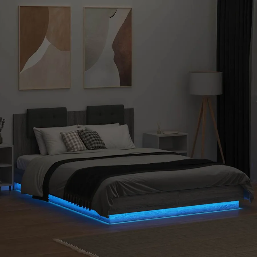 Cadre de lit avec LED sans matelas sonoma gris 150x200 cm - 4