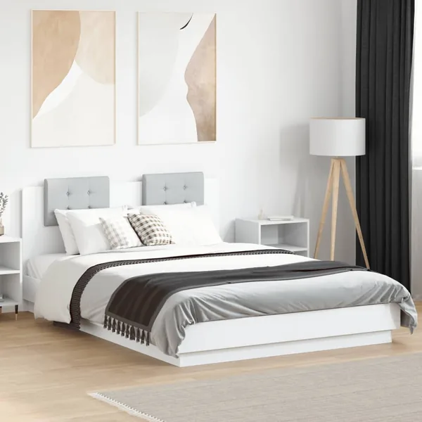 Cadre de lit avec LED sans matelas blanc 120x200 cm
