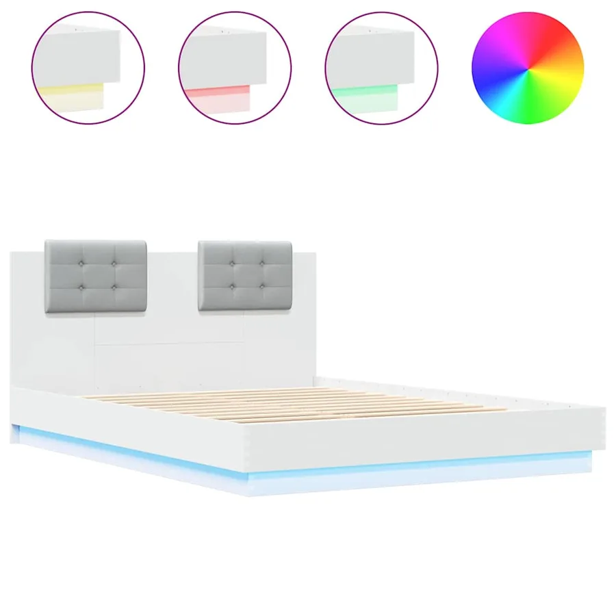 Cadre de lit avec LED sans matelas blanc 120x200 cm - 2