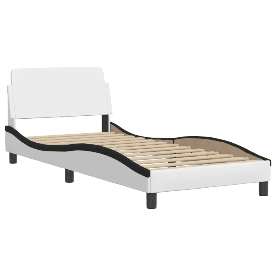 Lit avec matelas Dover blanc et noir 90x190 cm similicuir - 4