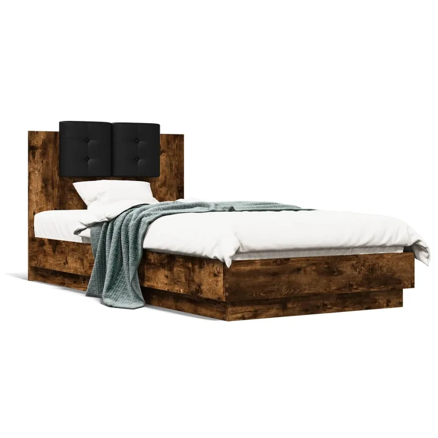 Cadre de lit sans matelas chêne fumé 75x190 cm - 2
