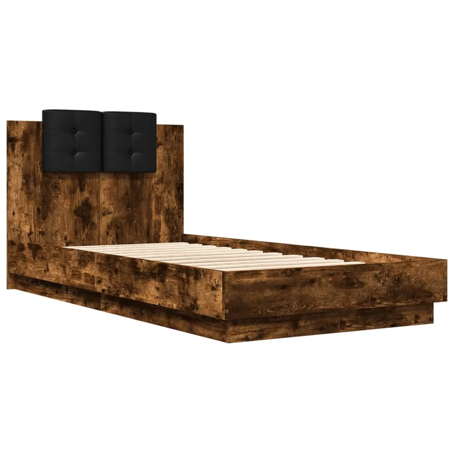 Cadre de lit sans matelas chêne fumé 75x190 cm - 3