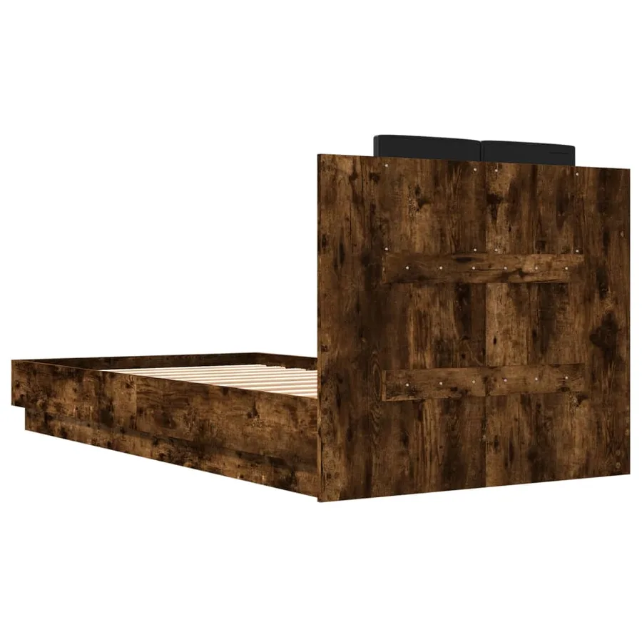 Cadre de lit sans matelas chêne fumé 75x190 cm - 6