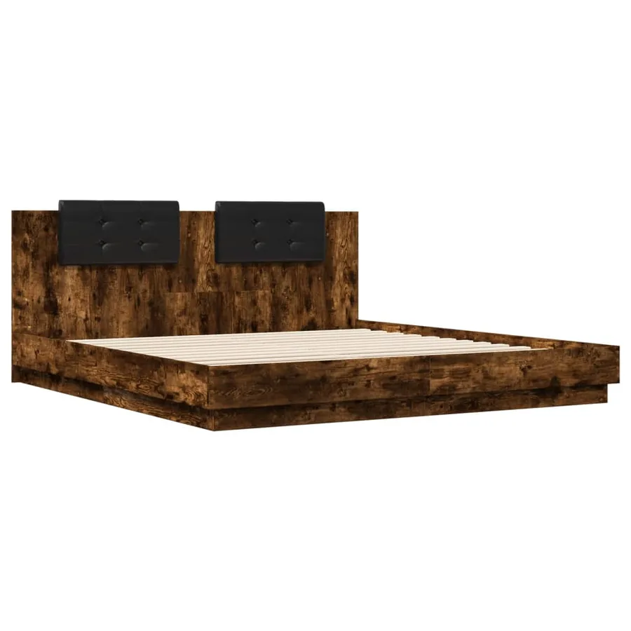 Cadre de lit avec LED sans matelas chêne fumé 180x200 cm - 3