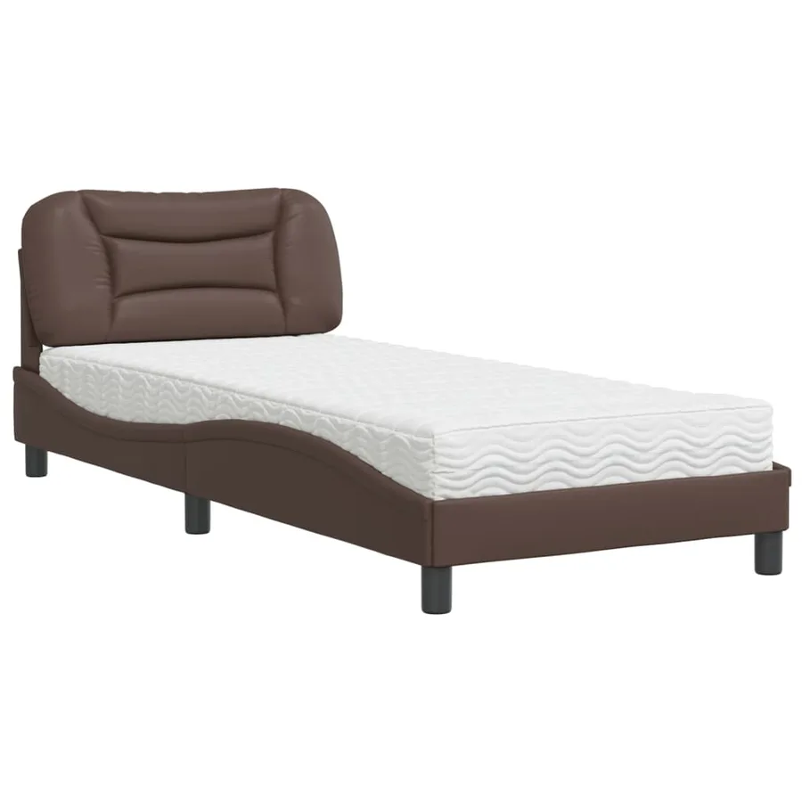 Lit avec matelas Hvar marron 90x190 cm similicuir - 2