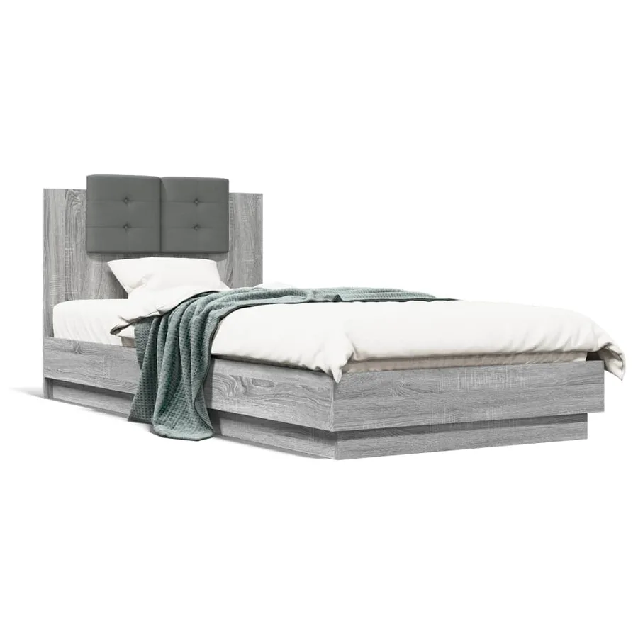 Cadre de lit avec LED sans matelas sonoma gris 100x200 cm - 5
