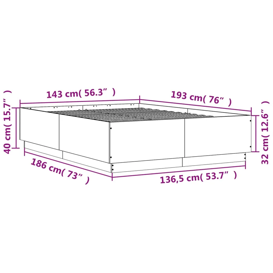 Cadre de lit avec LED sans matelas chêne sonoma 140x190 cm - 14
