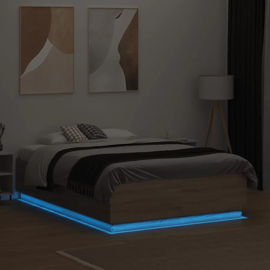 Cadre de lit avec LED sans matelas chêne sonoma 140x190 cm - 4