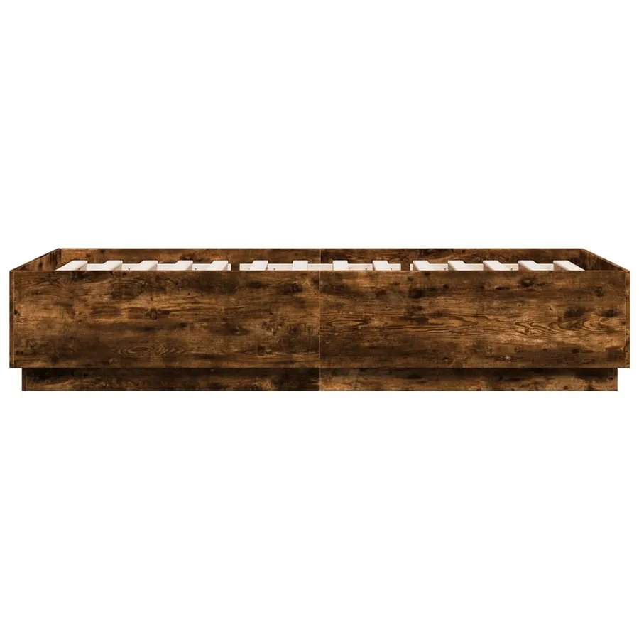 Cadre de lit avec LED sans matelas chêne fumé 90x200 cm - 7