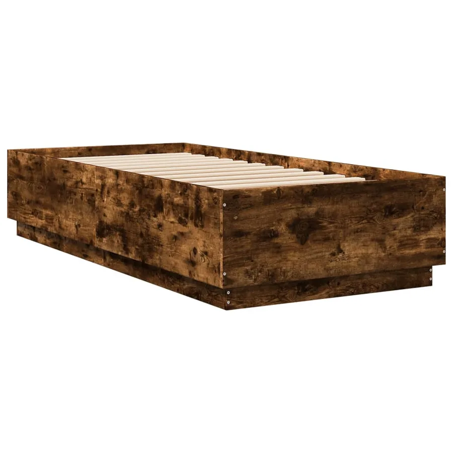 Cadre de lit avec LED sans matelas chêne fumé 90x200 cm - 8
