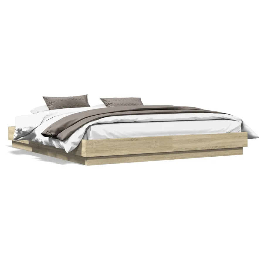 Cadre de lit avec LED sans matelas chêne sonoma 200x200 cm - 5