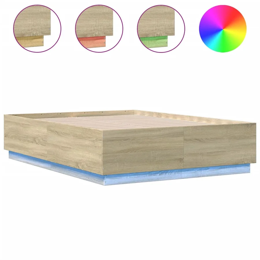 Cadre de lit avec LED sans matelas chêne sonoma 120x190 cm - 2