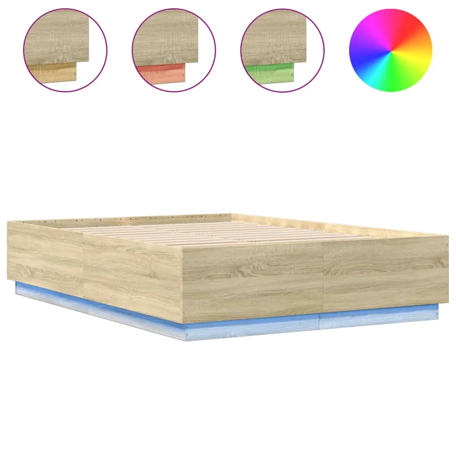 Cadre de lit avec LED sans matelas chêne sonoma 120x200 cm - 2